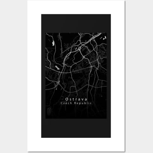 Ostrava Czech Republic City Map dark Posters and Art